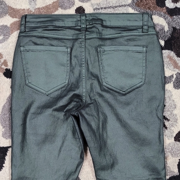 GB Skinny Jeans Coated Green Slimming Women's Sz M - Picture 13 of 14